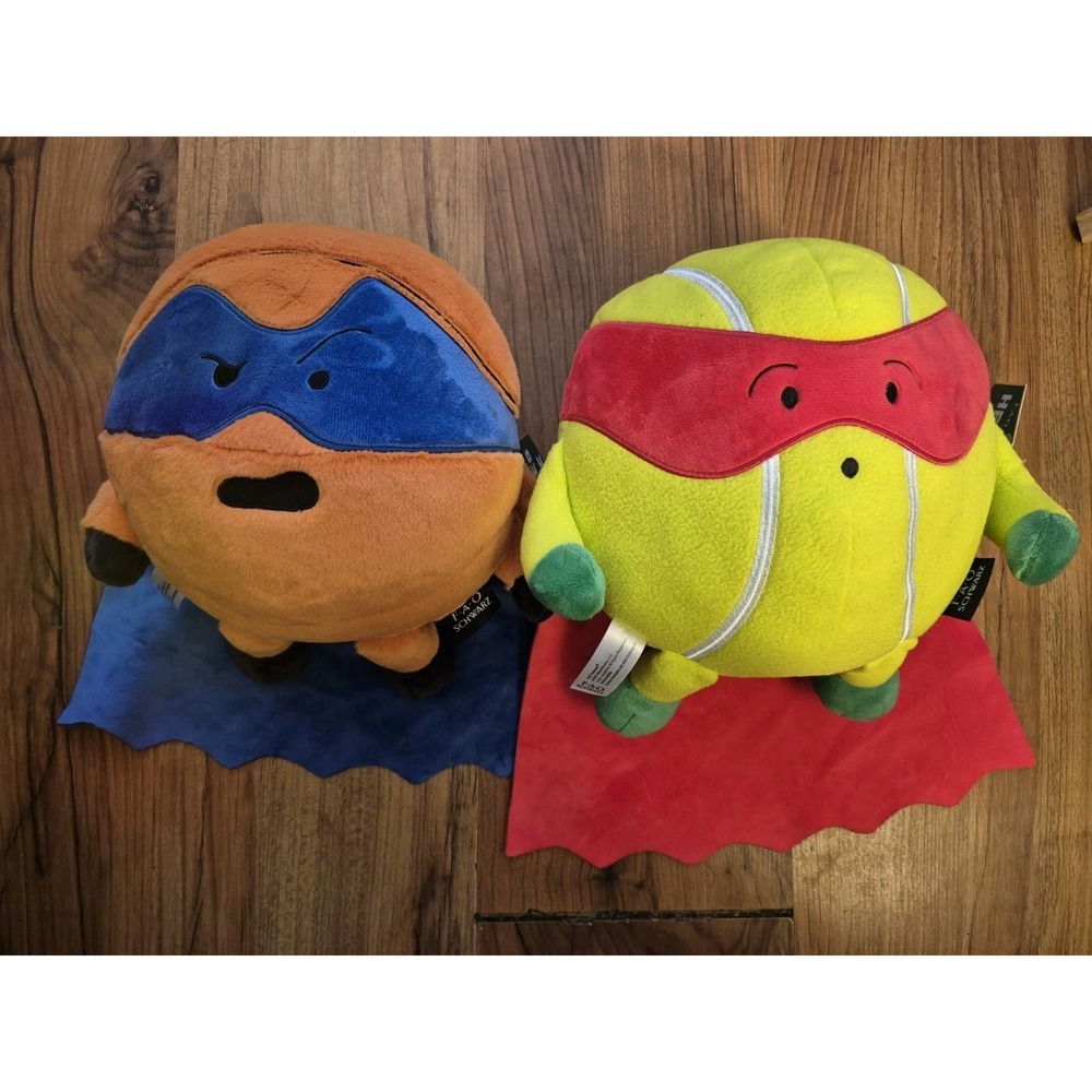 2 FAO Schwarz 12in Heroes Of The Game Caped Ninja Basketball & Tennis Plush S2